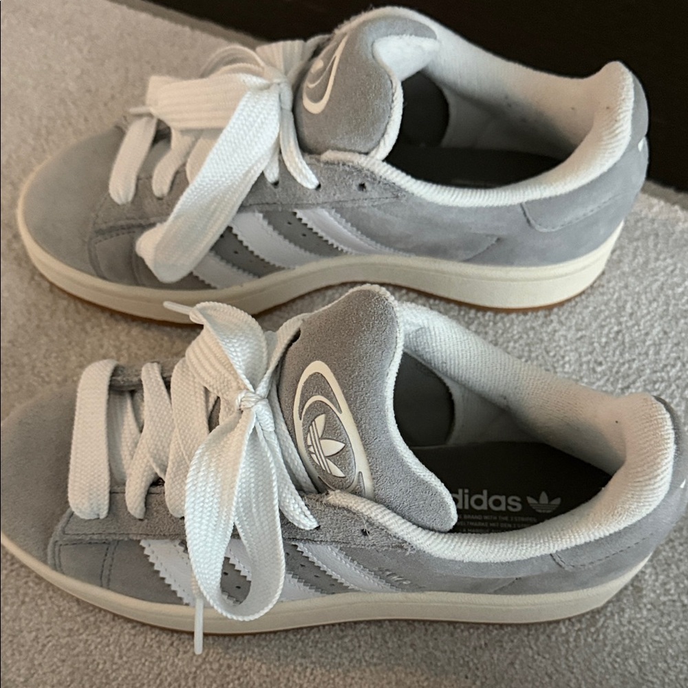 Adidas Women's Light Gray and White Sneakers